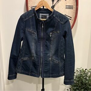 Embellished Denim Jacket with Zipper Details